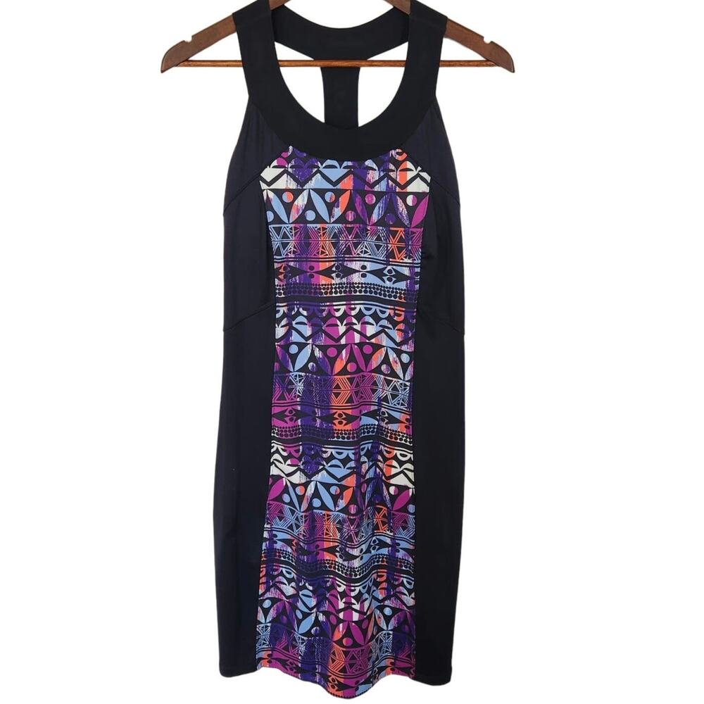 Title Nine T Back Print Block Dress Sz Small‎ Shelf Bra Athleisure Tennis Summer
